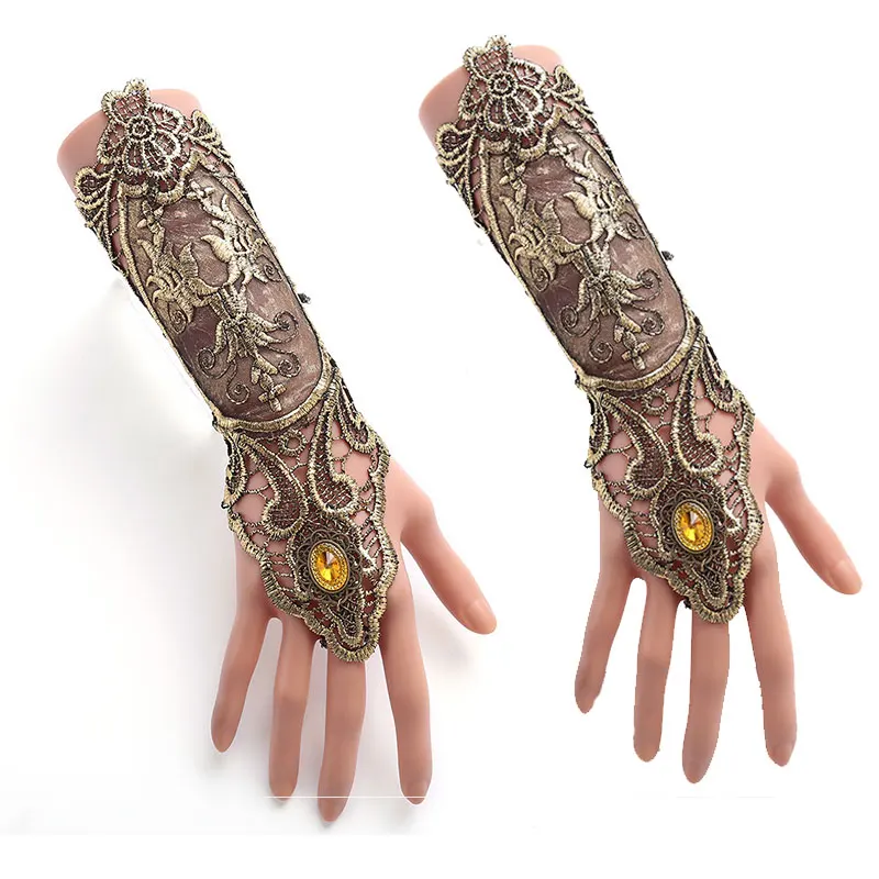 1 шт. золотые кружевные перчатки винтажная Готическая королева косплей аксессуар