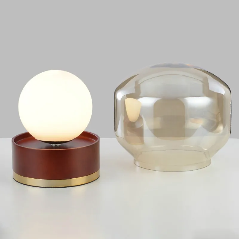

Post Modern Simple Personality Glass Cover Nordic Wind Table Lamp Creative Living Room Bedroom Bedside Table Lamp Led Desk Light