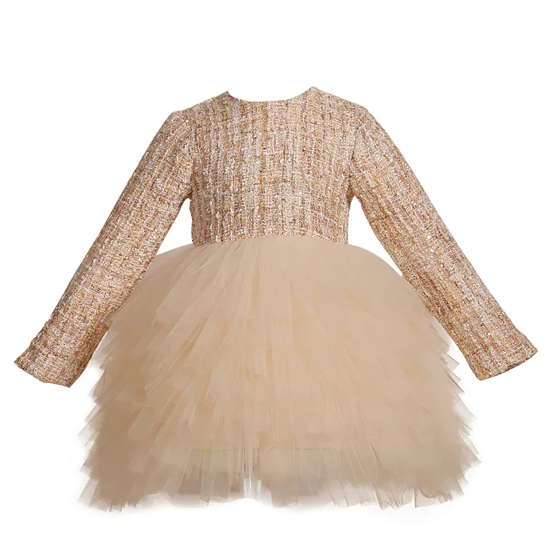 Осенне-зимнее Цветочное платье для девочек новогодние платья маленьких с