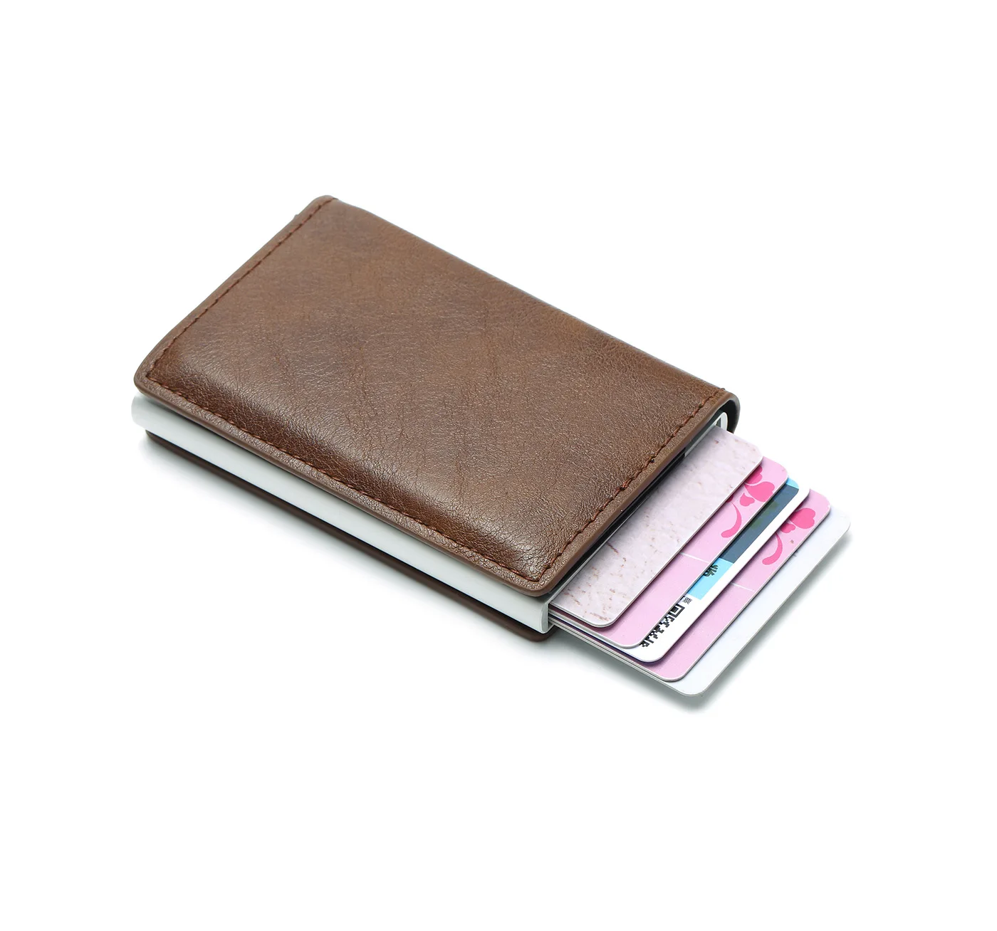 Anti Rfid Protection Men Women Credit Card Holder Money Leather Slim Mini Wallet Metal Aluminum Business id Card Case Bag