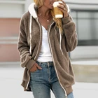 Осенне-зимняя женская толстовка с капюшоном, флисовая, на молнии