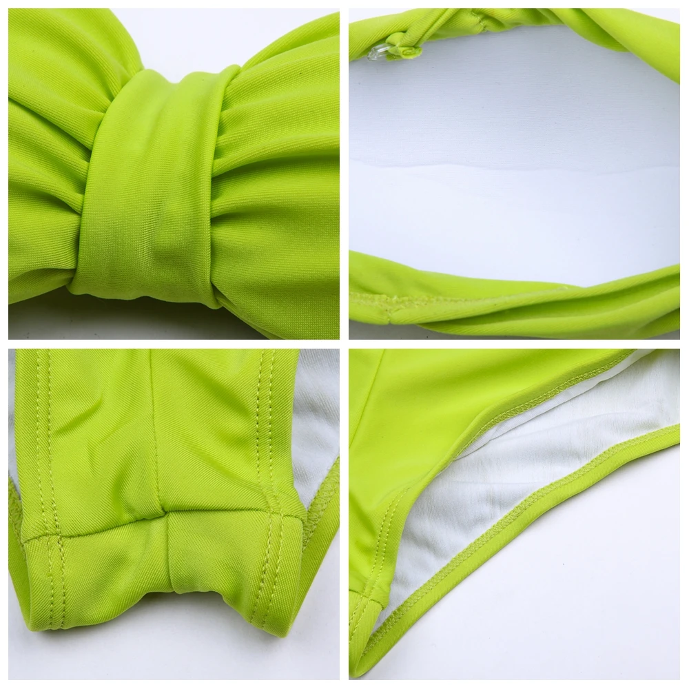 Новинка Женский однотонный купальник бикини пуш-ап женские новые сексуальные