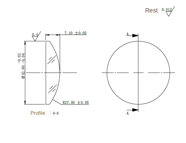 

Customized Optics K9 Plano-convex Lens Focus Imaging Diameter 32mm Radius of Curvature R=27mm Precision Optics