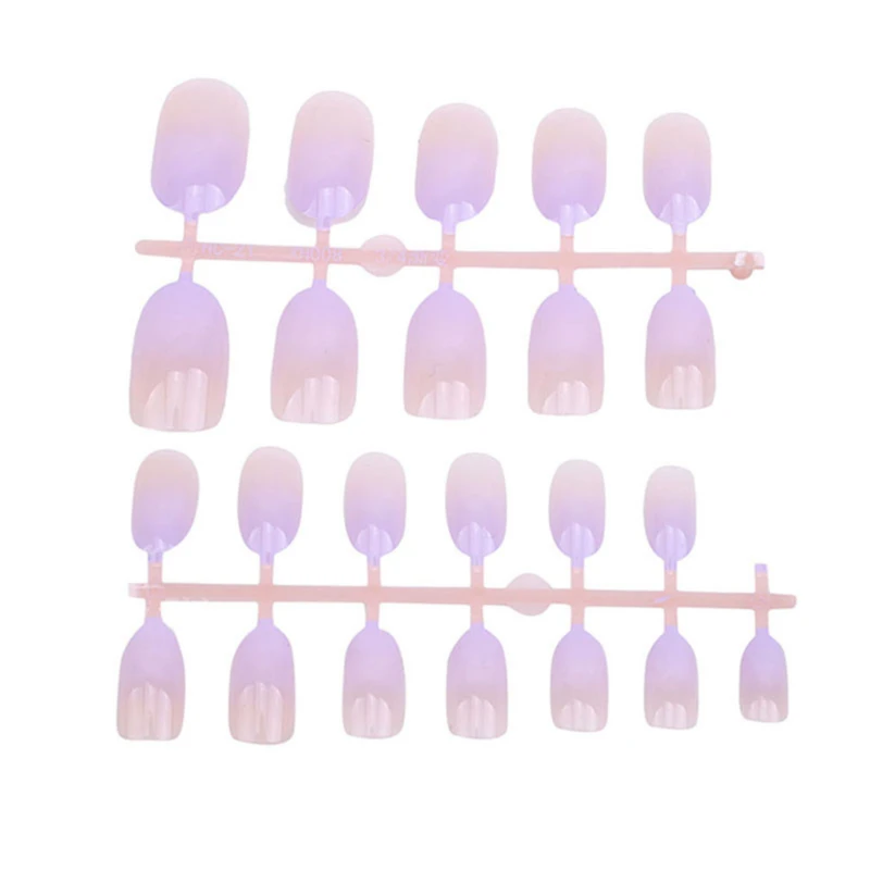 24 шт./компл. фиолетовые овальные накладные ногти Короткие закругленные