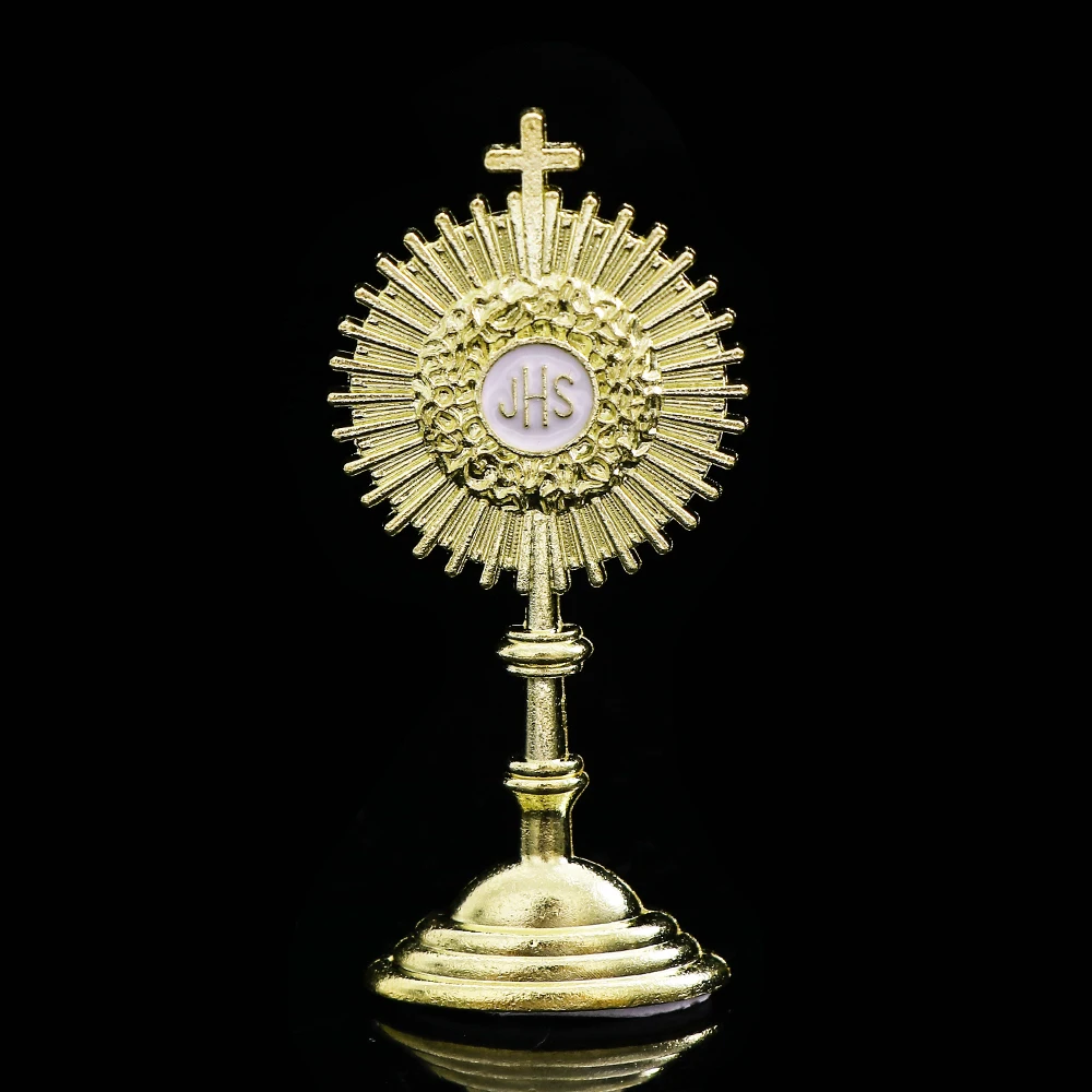 Религиозная мини статуя JHS для первого причастия подарок подвеска Иисус золотой