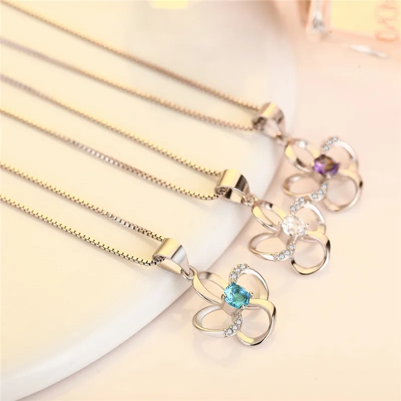 Женское ожерелье с подвеской в виде голубого клевера ювелирное изделие высокого