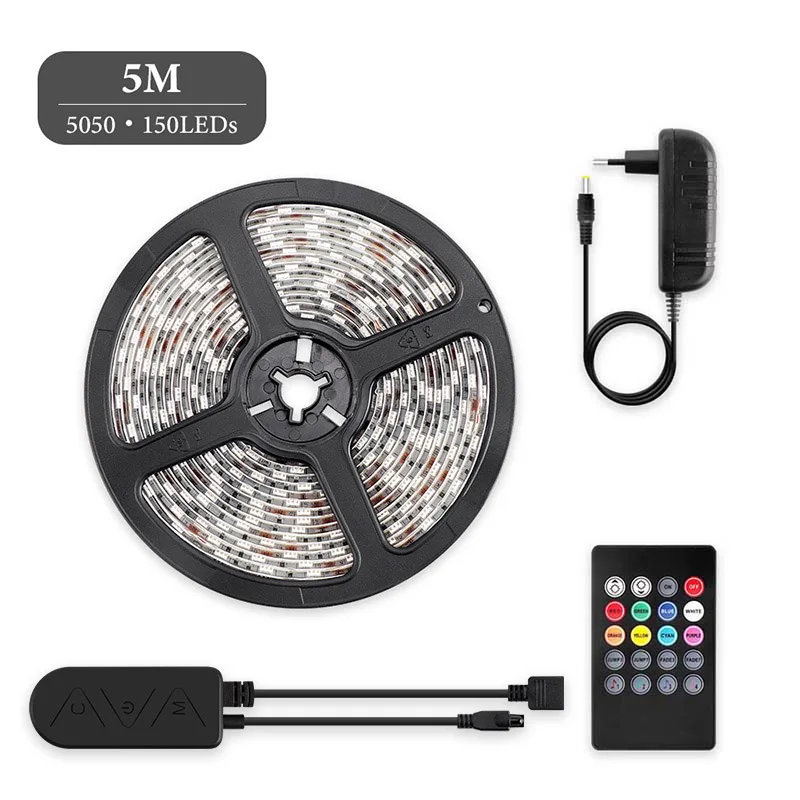 SMD5050 2835 DC12V Светодиодный светильник гибкая лента RGB полоса водонепроницаемый светодиодный светильник 5 м Bluetooth APP контроллер адаптер Комплект - Испускаемый цвет: 5050 5M 150LEDs