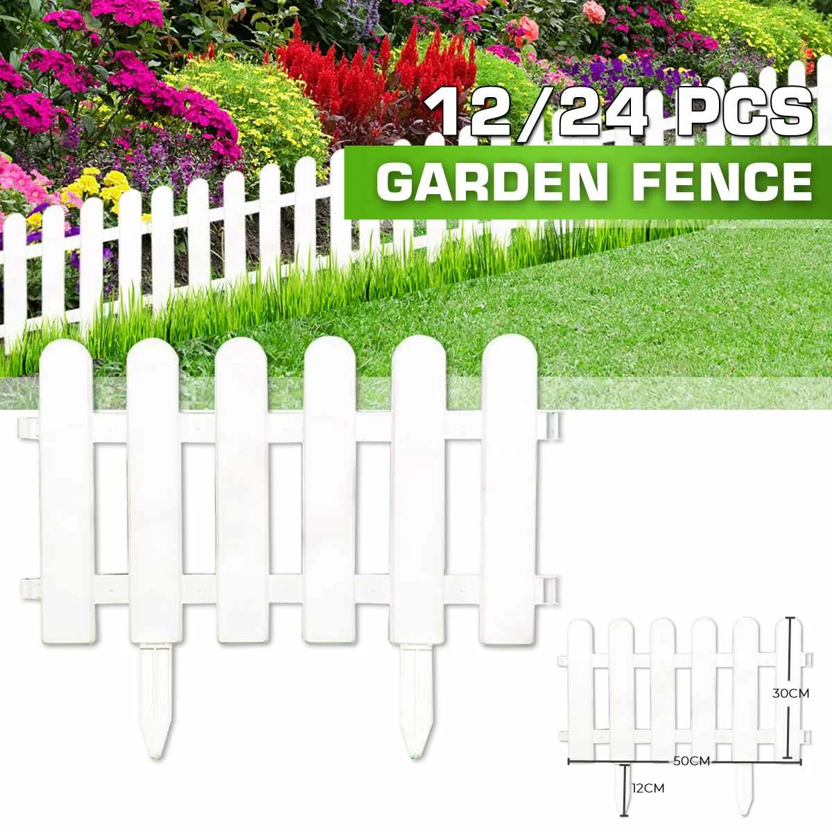 12/24Pcs 50x43cm Indoor Garden Fence Plastic Fence Courtyard Flower Garden Vegetable Kindergarten Fence Christmas Decoration