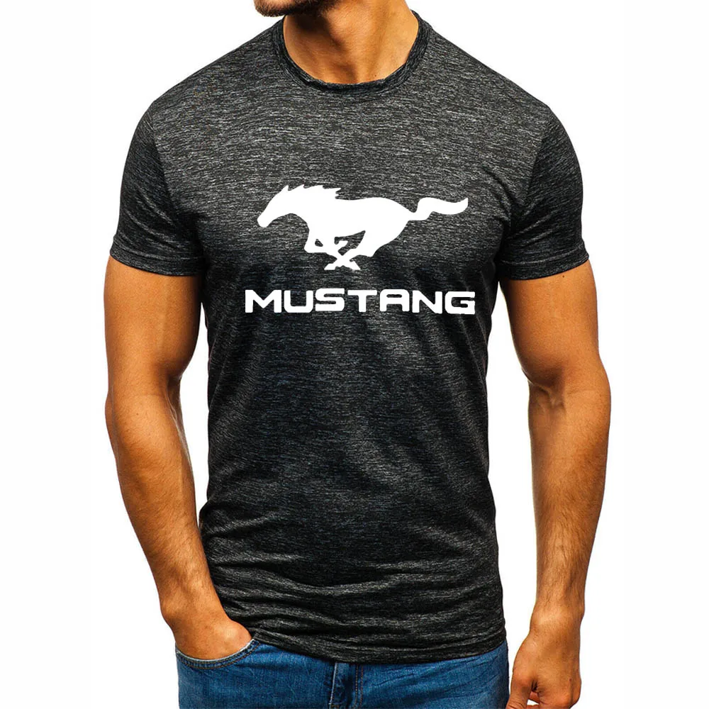 Летняя мужская футболка Mustang с логотипом машины Мужская модная повседневная