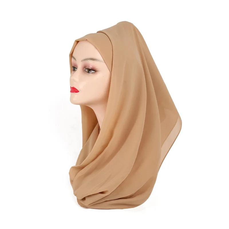 Роскошные хиджаб шарф женский шифон шелковые шарфы длинные тюрбан все-матч