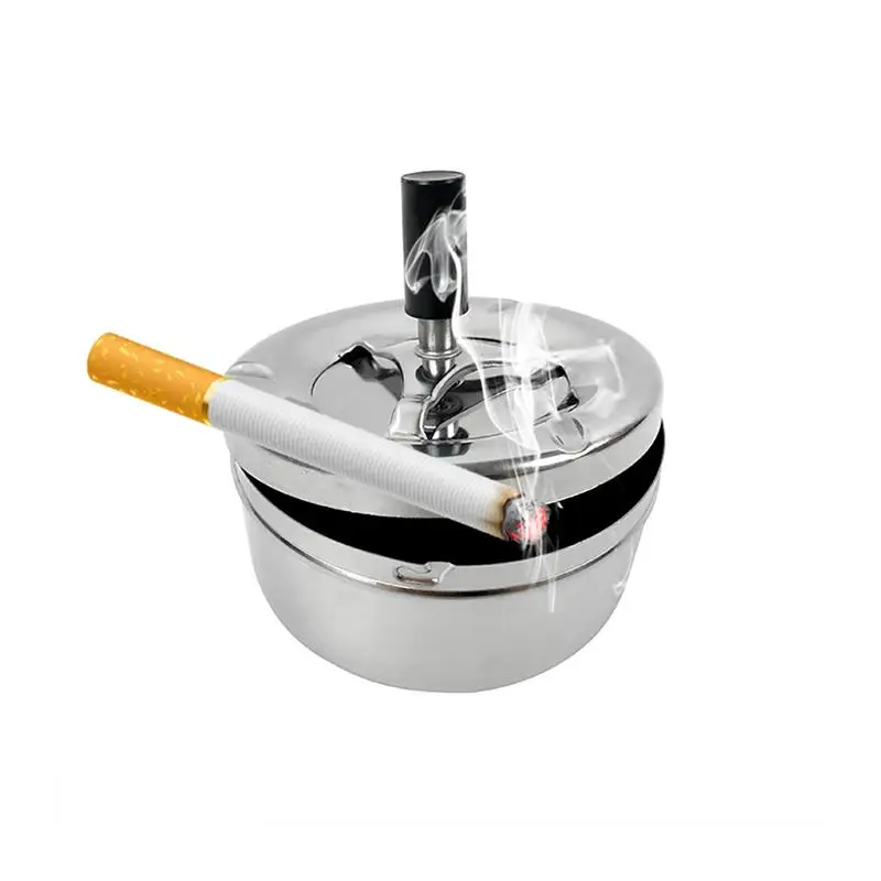 Портативная круглая спиннинговая пепельница из нержавеющей стали товары для
