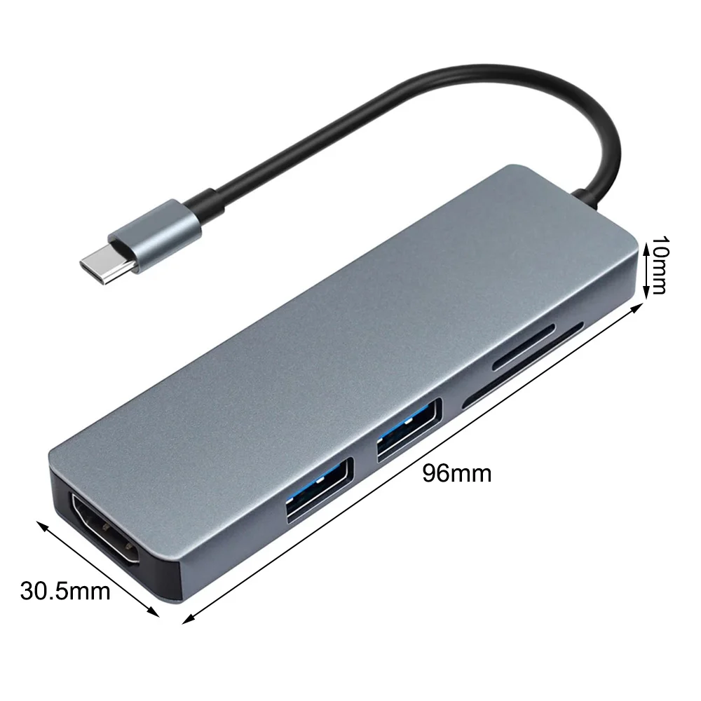 

5 in 1 Multifunctional Type C USB Hub Adapter USB C to HD USB3.0 TF Card Reader HD Converter for Laptop