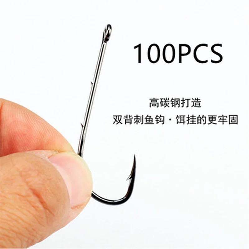 

100Pcs Fishing Hooks Set Carbon Steel Single Circle Fishing Hook Fly Fishing Jip Barbed Carp Hooks Sea Tackle Accessories