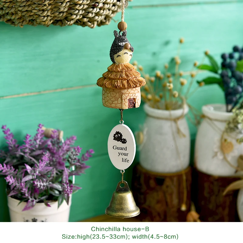 DIY Totoro wind chime, детское украшение для дома, милая Девичья комната, украшение для дома, колокольчик, подвеска, подарок на день рождения, смола, животный колокольчик s