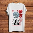 Футболка мужская с японским аниме Аянами Рей Икари Юи, повседневная короткая рубашка в стиле унисекс, Эва, манга, уличная одежда в стиле Харадзюку, белая