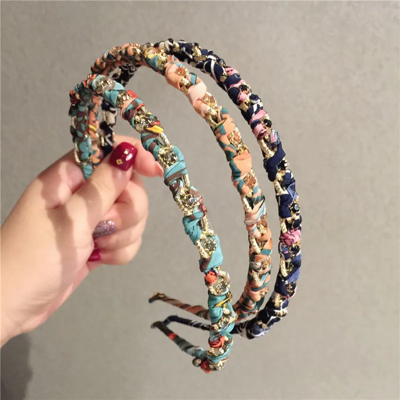 Женские ободки для волос из сплава с цепочкой стразы цветок аксессуары корейский