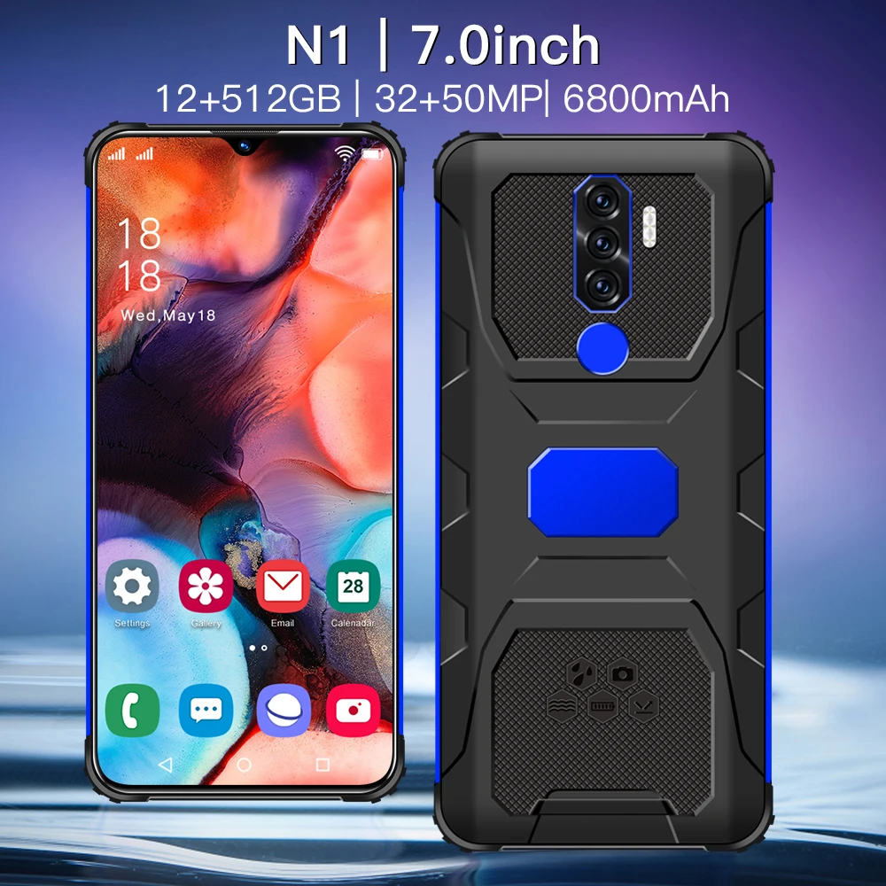 

7.0'' Global Unlocked Phone N1 IP67 Waterproof Rugged Smartphone Face ID Unlocked Smart Phone 6800mAh 4G LTE 8 Cores Dual Sim