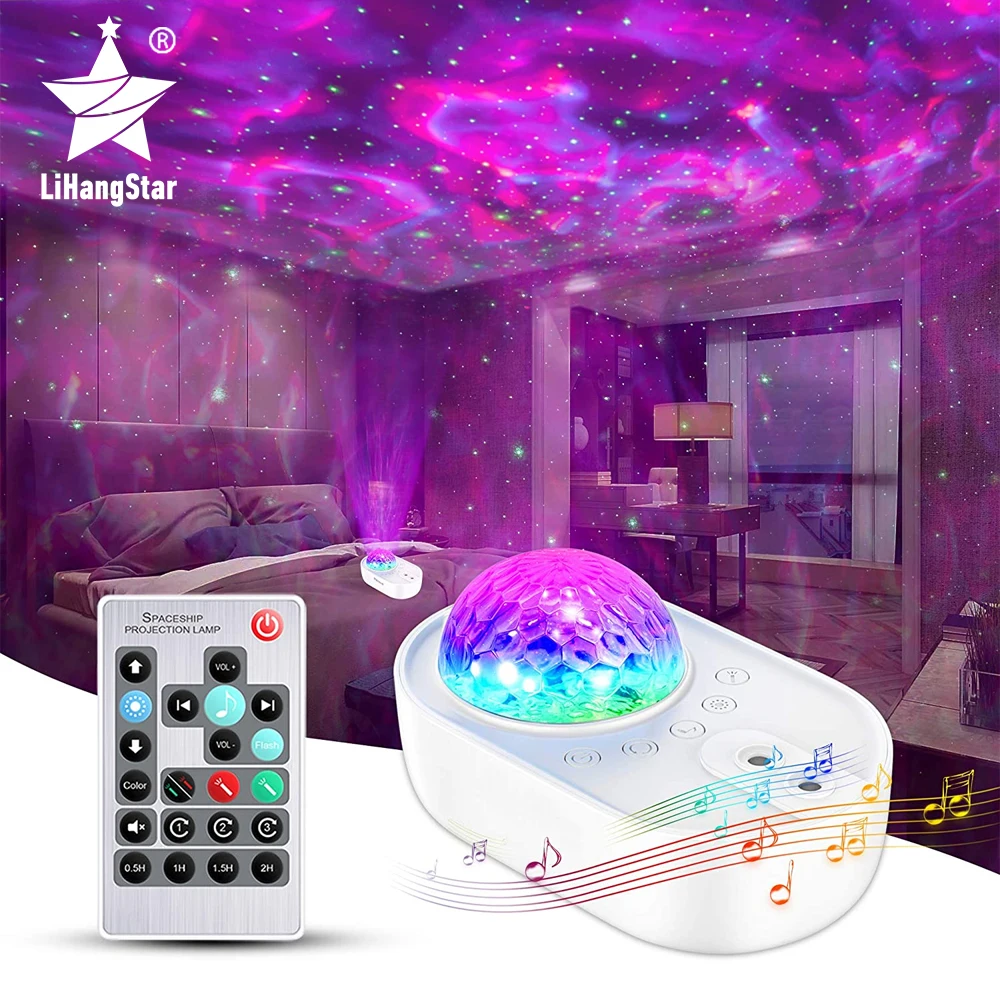 

Светодиодный Ночной светильник, цветной проектор с Bluetooth, музыкой, звездным небом, освесветильник с дистанционным управлением, таймером, по...