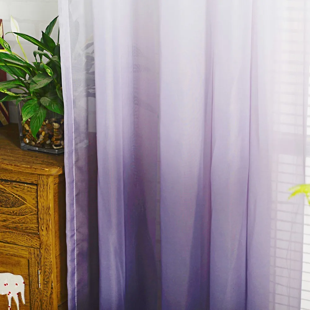 INS Curtains Gradient Color Print Voile Gray Window Modern Living Room Tulle Sheer Fabrics Rideaux Cortinas | Дом и сад