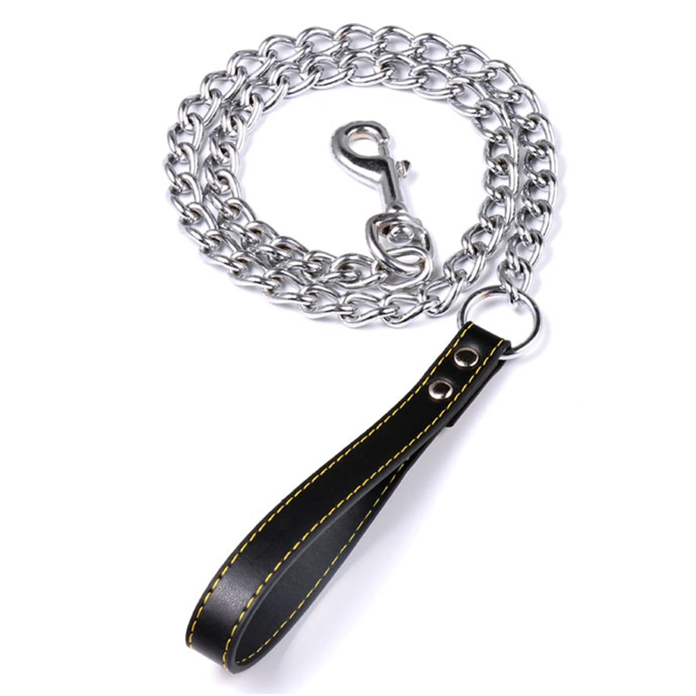 

Metal Chain Dog Lead For Small Medium Dog Chain Leash Handle Leather Style Handler Iron Chain Handle Strong Control Leash