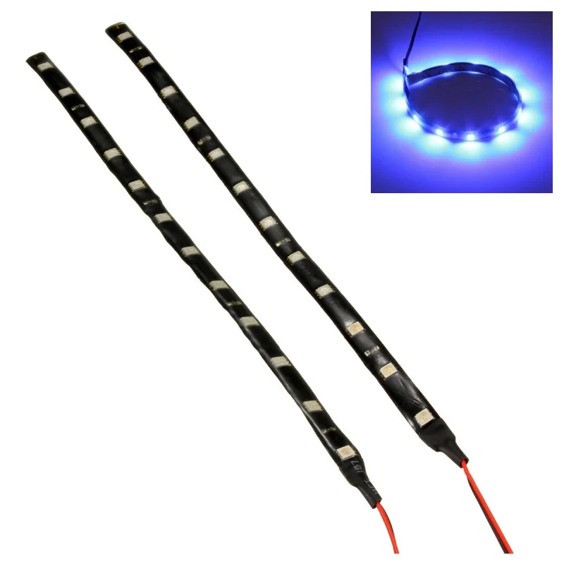 

2* 5050 SMD 12 LED IP65 Waterproof Flexible Strip Light 12V 3W For Car Home 30cm blue