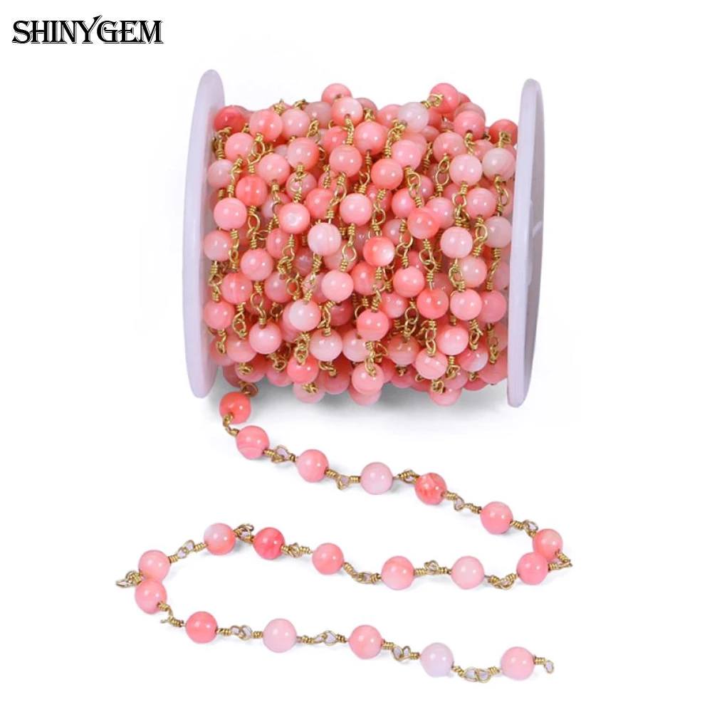 ShinyGem 4 мм/6 мм агат/Нефритовый бисер цепочка для изготовления ювелирных изделий 24