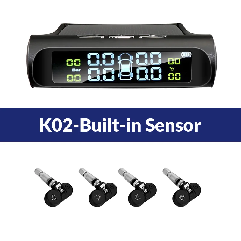 K02-Built-in Sensor E-ACE Солнечный Мощность система контроля давления в шинах автомобиля шины Давление сигнализации Монитор Системы Авто охранной сигнализации Системы s Давление Температура Предупреждение - Тип: K02-Built-in Sensor