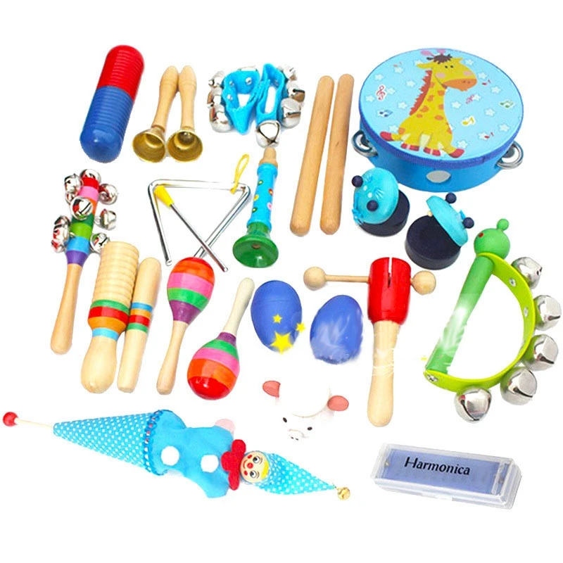 

22 PCS Orff Musical Instruments Set Children Early Childhood Music Percussion Toy Combination Kindergarten Teaching Aids