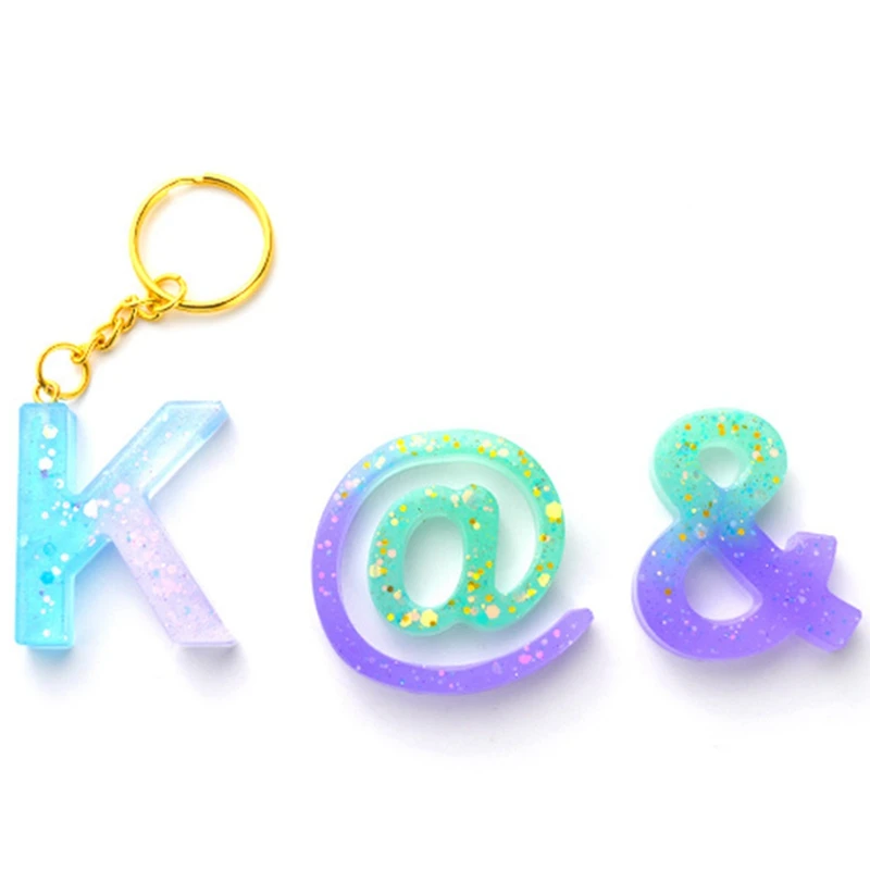 

DIY Handmade Crystal Epoxy Alphanumeric Mold 26 English Alphabet Silicone Mold Keychain Pendant Set