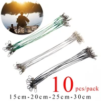 10pcs anti bite steel fishing line steel wire leader with swivel fishing accessories lead core leash fishing wire 15cm 50cm