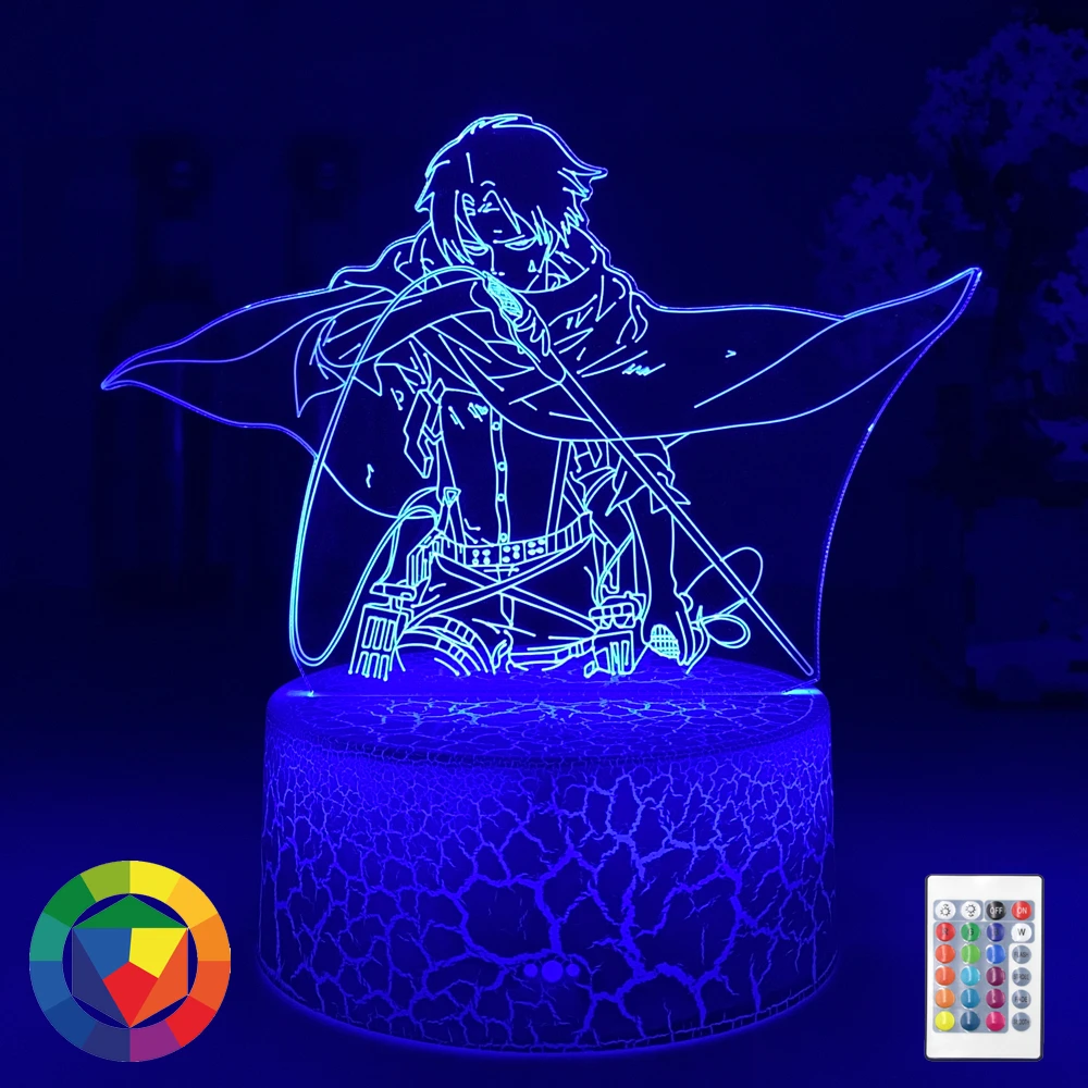 

Attack On Titans LED Lamp Levi Ackerman 3D Anime Night Light Bedroom Decor Kid Lampe Home Decoration Lampara De Noche Dormitorio