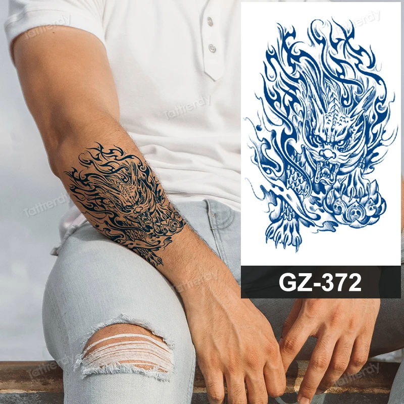

Dragon Tattoo Sticker Juice Lasting Tattoos Waterproof Temporary Tattoos For Men Arm Cool Stuff Aesthetic Design False Shoulder