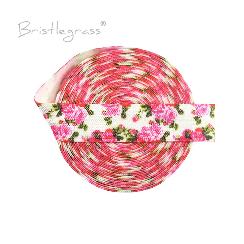 BRISTLEGRASS 5 ярдов 5/8 &quot15 мм роза цветочный принт FOE Сложите эластичный спандекс
