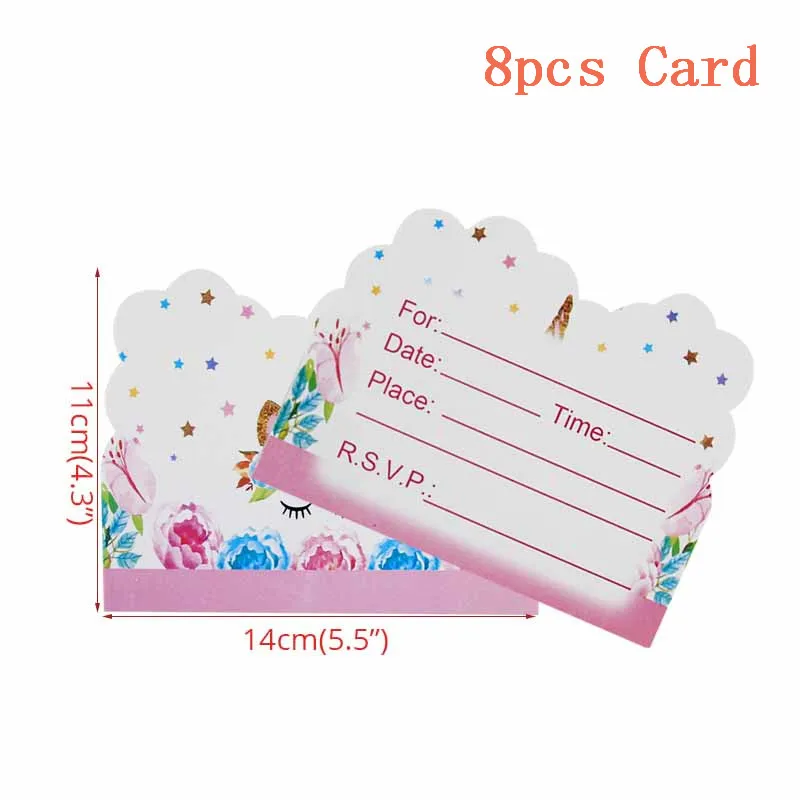 Unicorn Invitations Card Unicornio Party Happy Birthday Decorations Kids Favors Invitation Cards Baby shower | Дом и сад