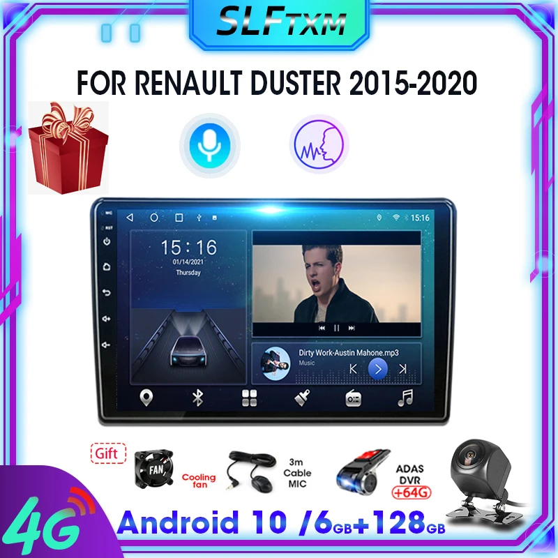 Автомагнитола 2 din на Android 10 8 ядер мультимедийный плеер для Renault Duster 2015 2020 IPS 2.5D GPS