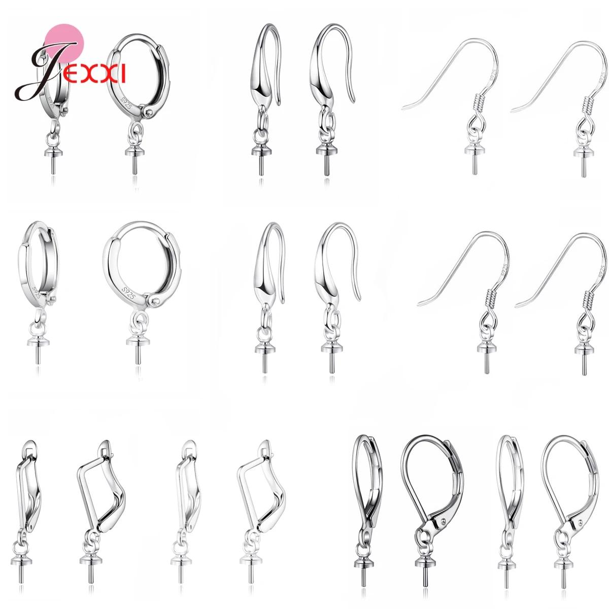 

10 Pcs Big Promotion Fashion Jewelry Components For Female Real 925 Sterling Silver DIY Earrings Jewelry Findings Wholesale
