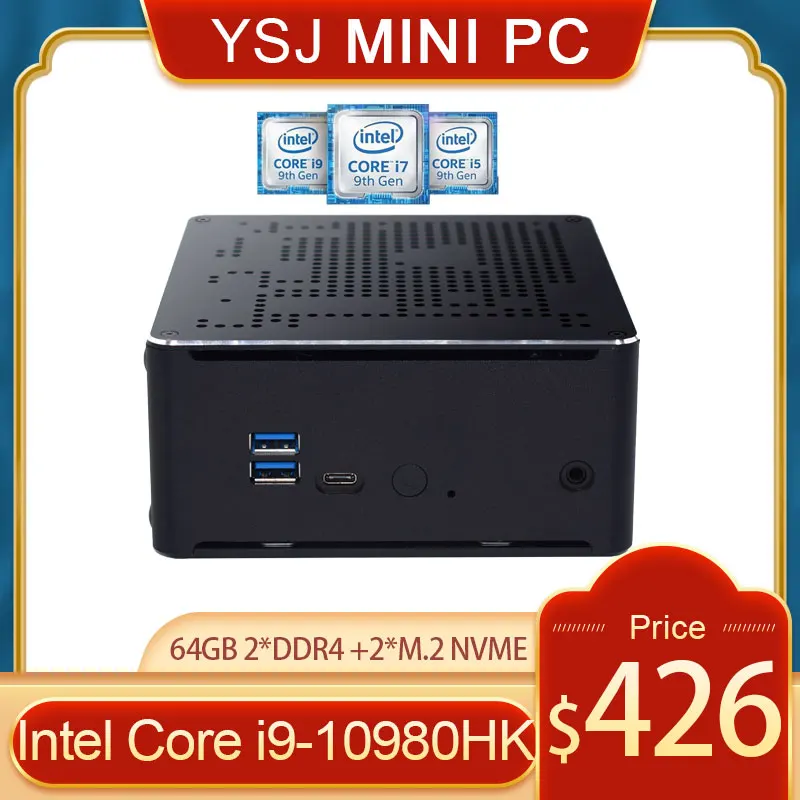 Игровой мини-компьютер TOP10th Gen настольный компьютер Intel Core i9 10980HK 10880H 2xDDR4 64 Гб 2xM.2