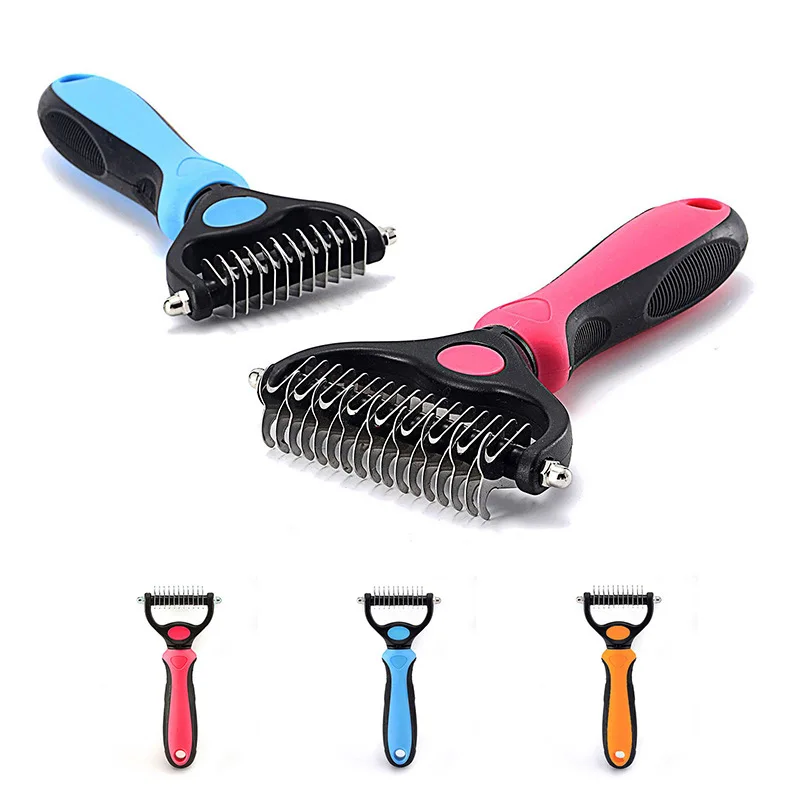 

Pet supplies cat dog stainless steel double open open knot knot comb hair comb back special hair removal to floating hair brush