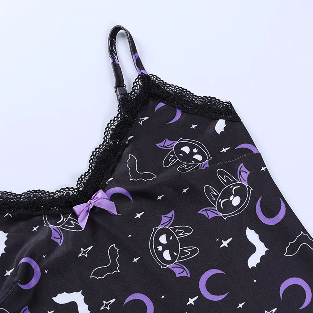 

Rosetic 2021 Summer Women's Dress Mini Fashion Casual Designer Gothic Printing Sexy Lace Short Dresses New Streetwear clubwear