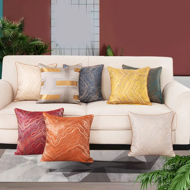 

45x45cm Pillow Printing Linen Printing Color Strip Pillowcase Cotton And Hemp Hugging Pillowcase Sofa Cushion Cover