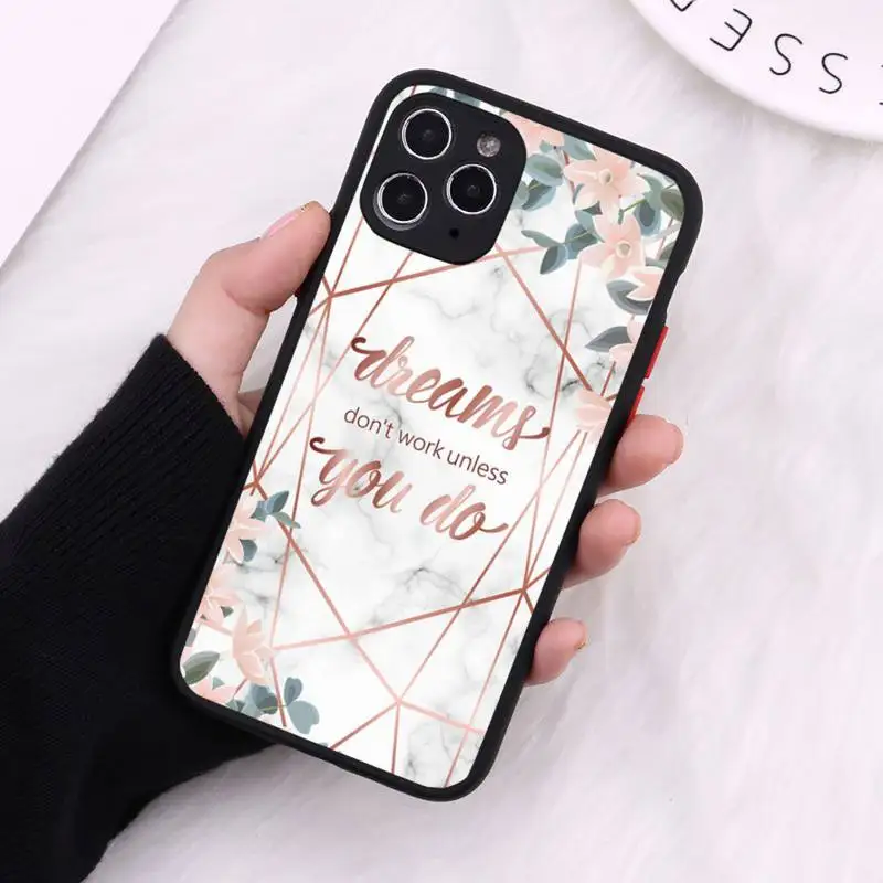 

Luxury Marble Letter leaf Phone Case Matte Transparent for iPhone 7 8 11 12 s mini pro X XS XR MAX Plus cover funda