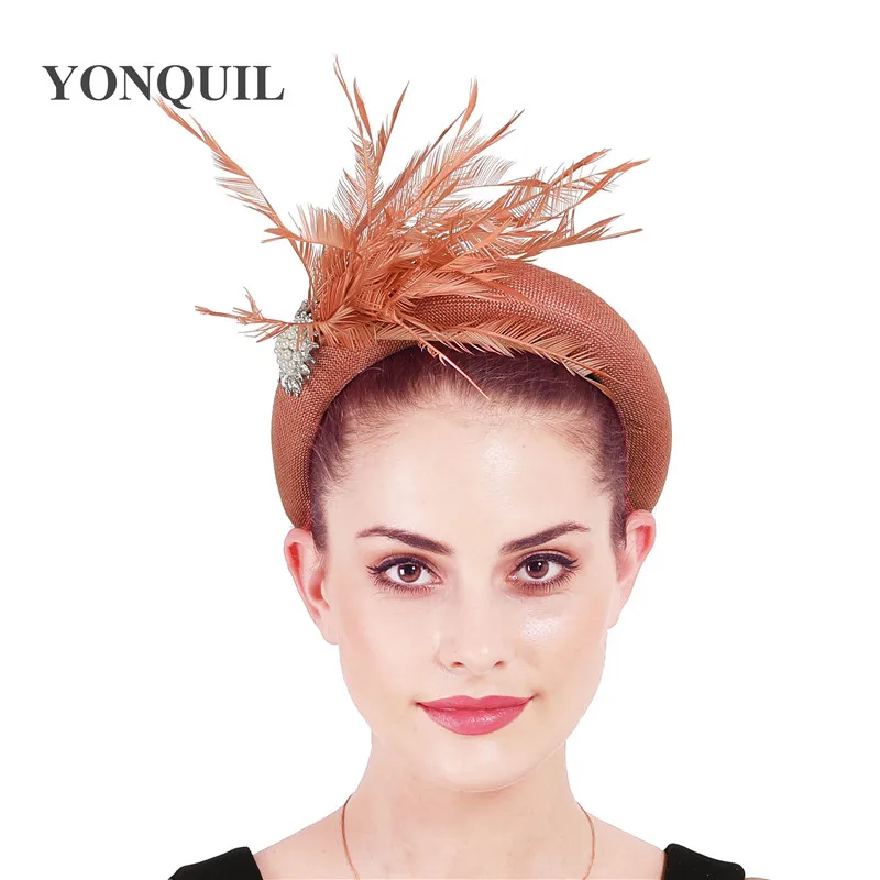 Повязка на голову женская Вуалетка в виде лебедя маскарада с темно-персиковыми