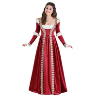 womens medieval costume vintage renaissance princess dress square collar lace up palace queen vestido medieval evening dress