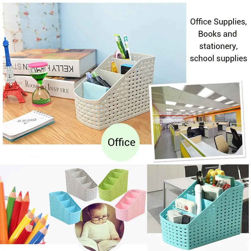 plaited organizer makeup storage box cosmetics desk holder plastic rattan for home office phone remoter four five checks free global shipping