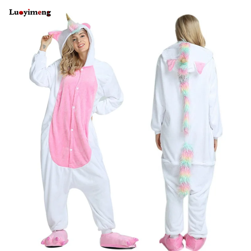 

Kigurumi Pajamas For Women Adults Winter Flannel Cartoon Cosplay Jumpsuit Animal Onesie Unicorn Sleepwear Stich Pijama Unicornio