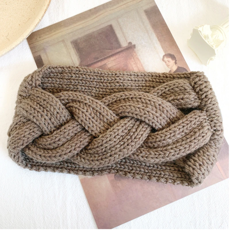 

Korean Handmade Knitted Wool Headbands For Women Fashion Winter Soft Hair Accessories Turban Twist Knot Elastic Hair Bands Girls