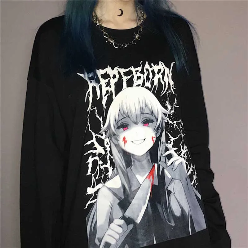 Футболка NiceMix в стиле Харадзюку С мультяшным принтом ужасных девушек и букв