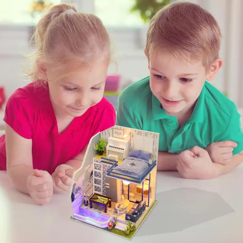 DIY деревянный кукольный дом Miniaturas набор мебели миниатюрный Кукольный домик