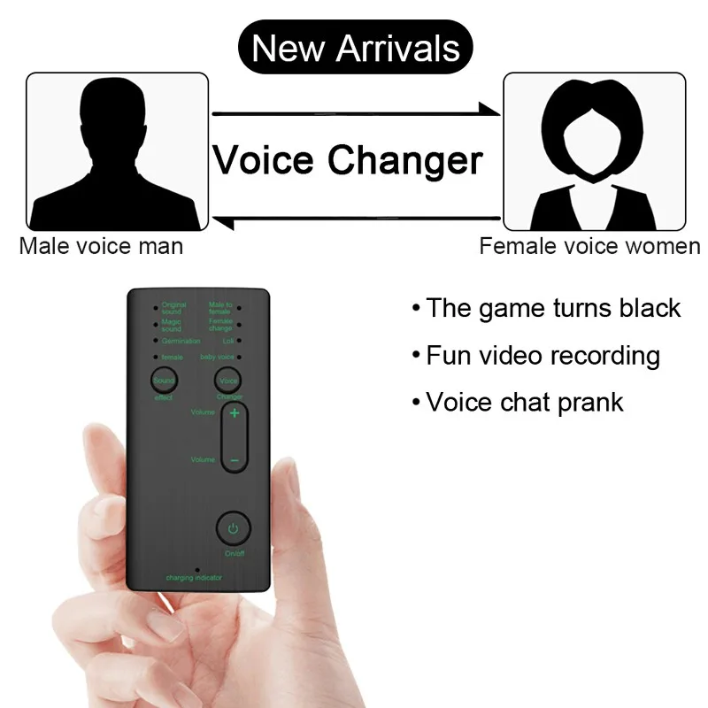 New Mini Microphone Voice Changer 7 Sound Changeing Modes Headphones Microphone for Phone Voice Changer Adapter for PUBG Gaming