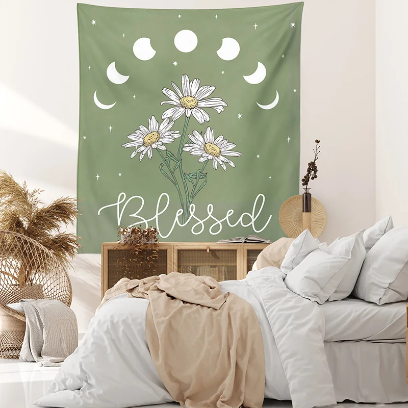 

Small fresh moon flower letter printing pattern decorative tapestry background cloth 1 piece